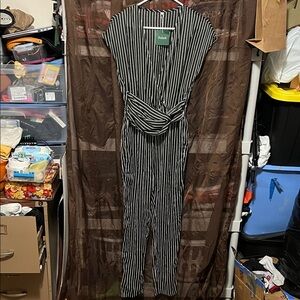 Black and White Striped Jumpsuit